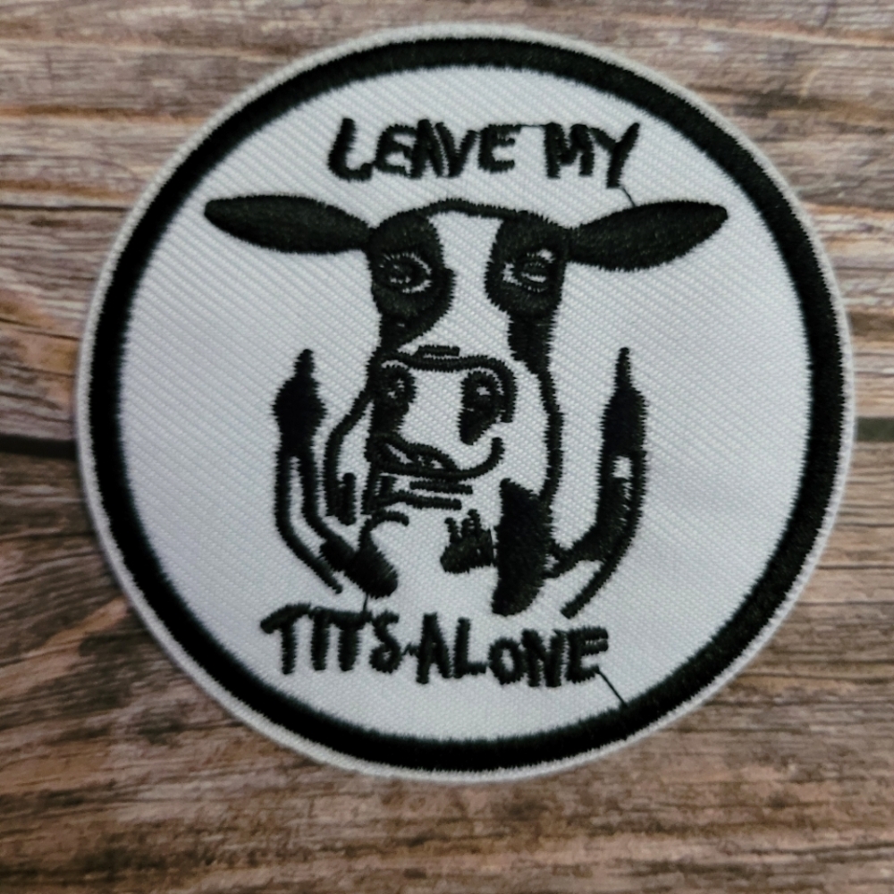 3/13$ Leave My T Alone Middle Finger Cow Punk 90'S Y2k Embroidered Patch